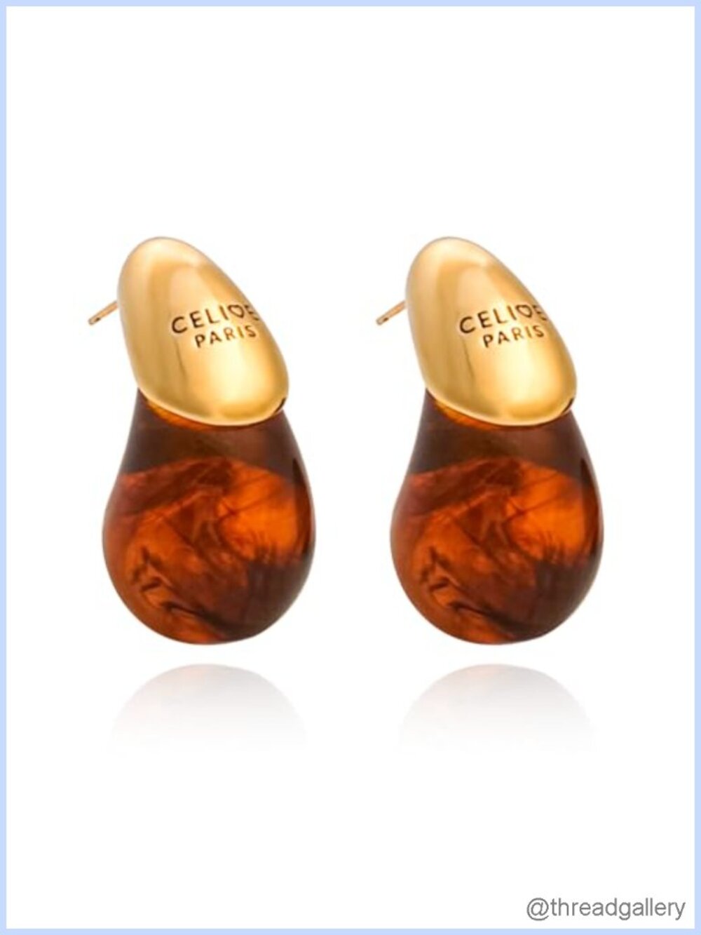 18k Gold Plated Teardrop Earrings Sterling Silver Post Resin Copper Drop Stud